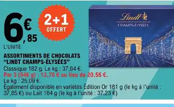 E.Leclerc ASSORTIMENTS DE CHOCOLATS "LINDT CHAMPS-ÉLYSÉES" offre