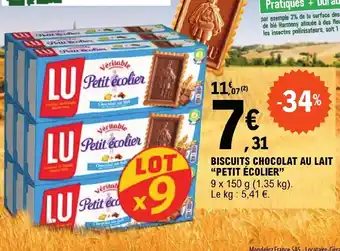E.Leclerc BISCUITS CHOCOLAT AU LAIT "PETIT ÉCOLIER" offre