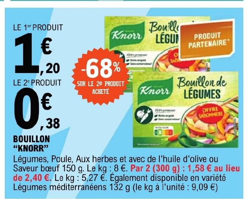 Promo BOUILLON "KNORR" chez E.Leclerc