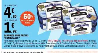 E.Leclerc SARDINES SANS ARÊTES "CONNÉTABLE" offre