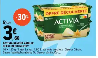 E.Leclerc ACTIVIA SAVEUR VANILLE OFFRE DÉCOUVERTE offre