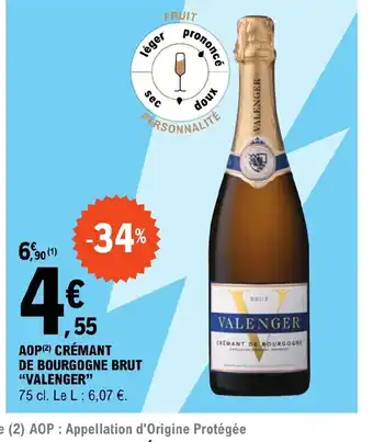 E.Leclerc AOP CRÉMANT DE BOURGOGNE BRUT "VALENGER offre