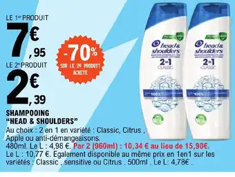 E.Leclerc SHAMPOOING "HEAD & SHOULDERS" offre