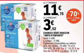 E.Leclerc CHANGES BÉBÉ DOUCEUR "MOTS D'ENFANTS" offre