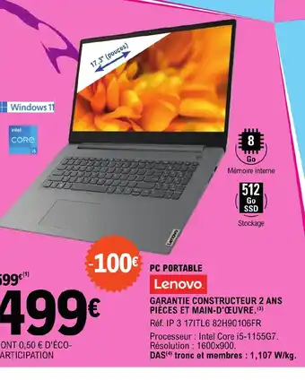 E.Leclerc PC PORTABLE Lenovo offre