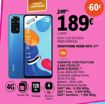 E.Leclerc SMARTPHONE REDMI NOTE 11 offre