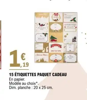 E.Leclerc 15 ÉTIQUETTES PAQUET CADEAU offre