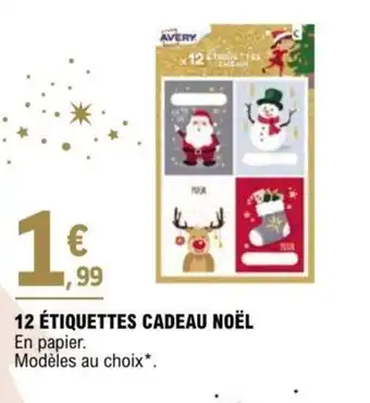 E.Leclerc 12 ÉTIQUETTES CADEAU NOËL offre