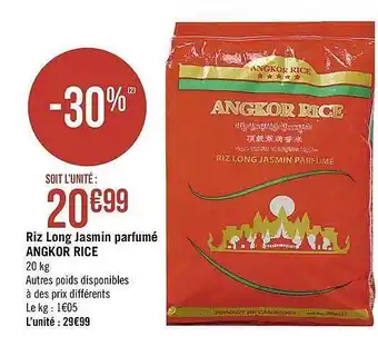 Casino Supermarchés Riz Long Jasmin Parfumé Angkor Rice offre