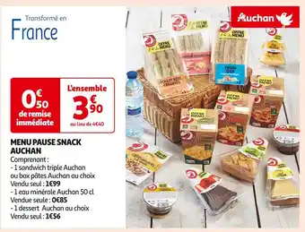 Auchan Supermarché Auchan menu pause snack offre