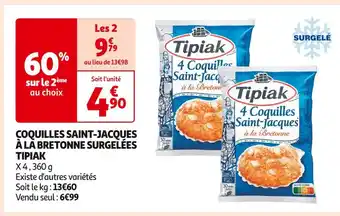 Auchan Supermarché Tipiak coquilles saint-jacques à la bretonne surgelées offre