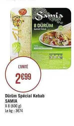 Casino Supermarchés Dürüm Spécial Kebab Samia offre