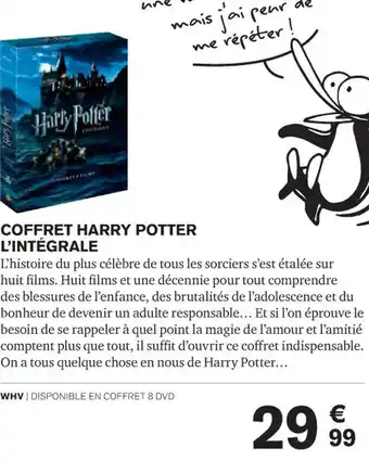 Carrefour COFFRET HARRY POTTER L'INTÉGRALE offre