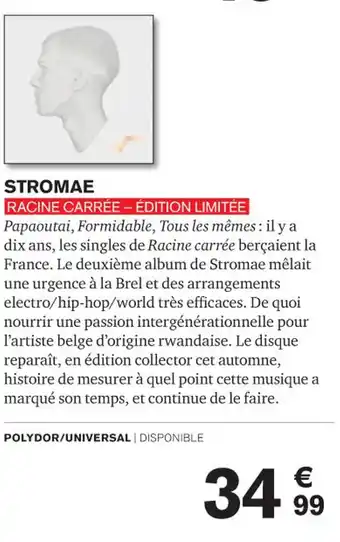 Carrefour STROMAE RACINE CARRÉE – ÉDITION LIMITÉE offre