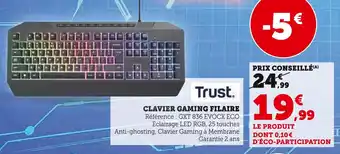 Super U CLAVIER GAMING FILAIRE offre