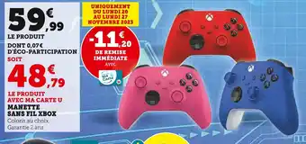 Super U MANETTE SANS FIL XBOX offre