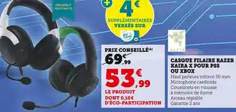 Super U CASQUE FILAIRE RAZER KAIRA X POUR PS5 OU XBOX offre
