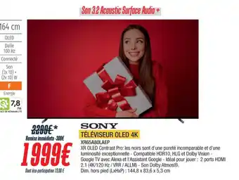 Proxi Confort SONY TÉLÉVISEUR OLED 4K XR65A80LAEP offre