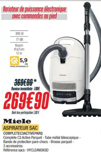Proxi Confort Miele ASPIRATEUR SAC COMPLETEC3ACTIVEPARQ offre