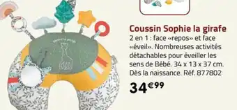 La Grande Récré Coussin Sophie la girafe offre