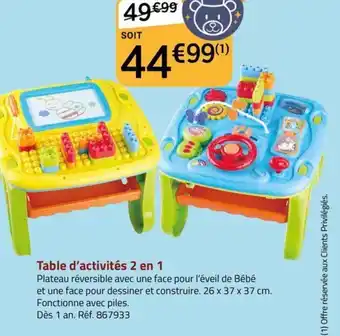 La Grande Récré Table d'activités 2 en 1 offre