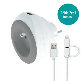 Bricomarché Prise bewatt avec chargeur usb réversible (gris) - watt and co offre