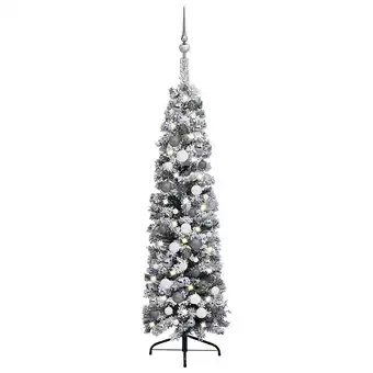 Bricorama Vidaxl sapin de noël mince pré-éclairé boules flocons de neige vert offre