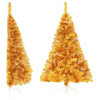 Vidaxl demi sapin de noël artificiel avec support doré 120 cm pvc