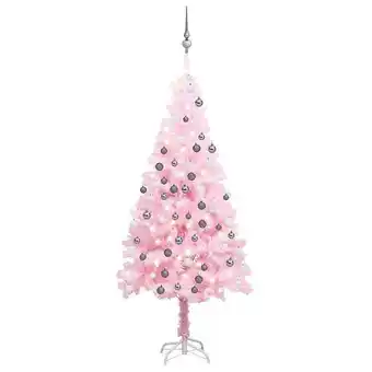 Bricorama Vidaxl arbre de noël artificiel pré-éclairé et boules rose 180 cm pvc offre