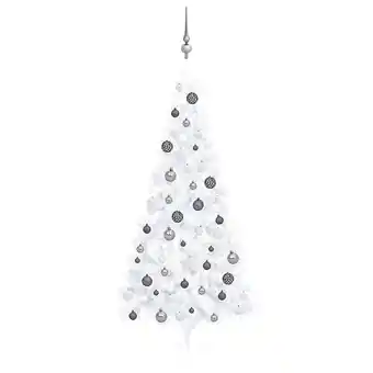 Bricorama Vidaxl demi-arbre de noël artificiel pré-éclairé et boules blanc 180cm offre