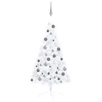 Bricorama Vidaxl demi-arbre de noël artificiel pré-éclairé et boules blanc 120cm offre