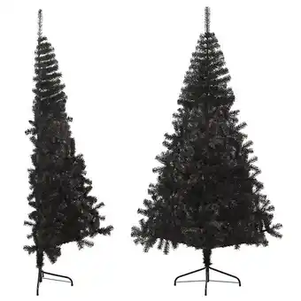 Bricorama Vidaxl demi sapin de noël artificiel avec support noir 210 cm pvc offre