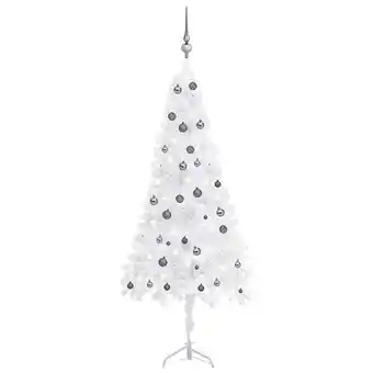 Bricorama Vidaxl arbre de noël artificiel d'angle led et boules blanc 210 cm pvc offre