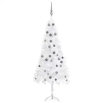 Bricorama Vidaxl arbre de noël artificiel d'angle led et boules blanc 180 cm pvc offre