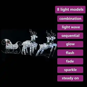 Bricorama Vidaxl décoration de noël rennes et traîneau 100 led extérieur argenté offre