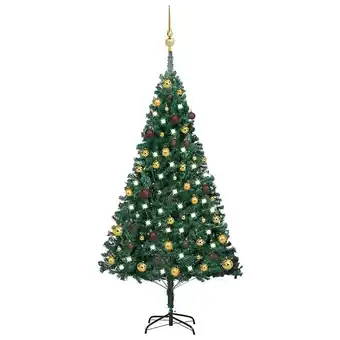 Vidaxl arbre de noël artificiel pré-éclairé et boules vert 150 cm pvc