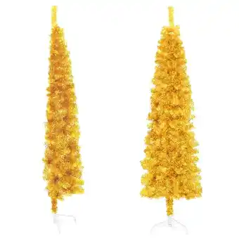 Bricorama Vidaxl demi sapin de noël artificiel mince avec support doré 120 cm offre