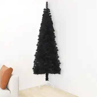 Bricorama Vidaxl demi sapin de noël artificiel mince avec support noir 210 cm offre