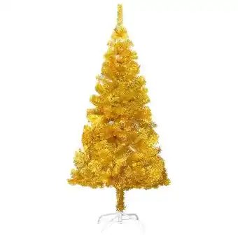 Bricorama Vidaxl sapin de noël artificiel avec support doré 120 cm pet offre