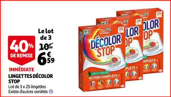 Auchan Lingettes Décolor Stop offre