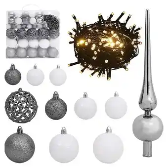 Bricorama Vidaxl set de boules de noël avec pic et 300 led 120pcs blanc et gris offre