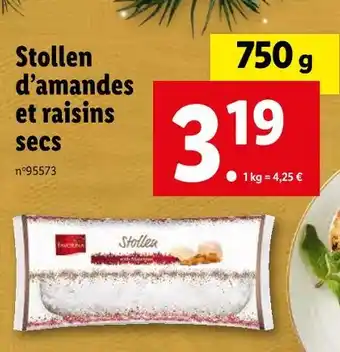 Lidl Favorina stollen d’amandes et raisins secs offre