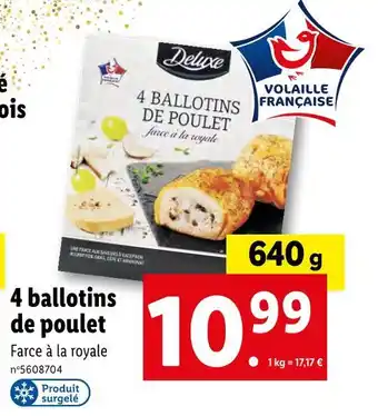 Lidl Deluxe 4 ballotins de poulet offre
