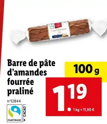 Lidl Barre de pâte d’amandes fourrée praliné offre