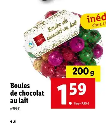 Lidl Favorina boules de chocolat au lait offre