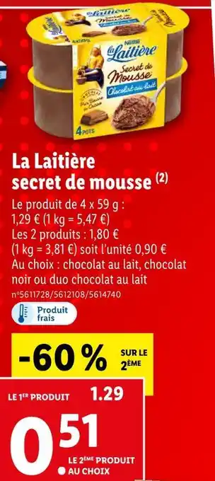 Lidl La laitière secret de mousse offre