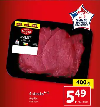 Lidl L'étal du boucher 4 steaks offre