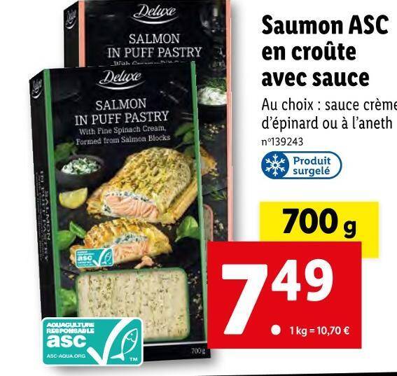 Promo Deluxe saumon asc en croûte avec sauce chez Lidl