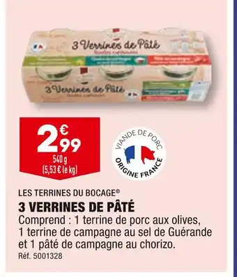 ALDI Les terrines du bocage 3 verrines de pâté offre