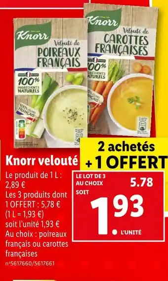 Lidl Knorr knorr velouté offre